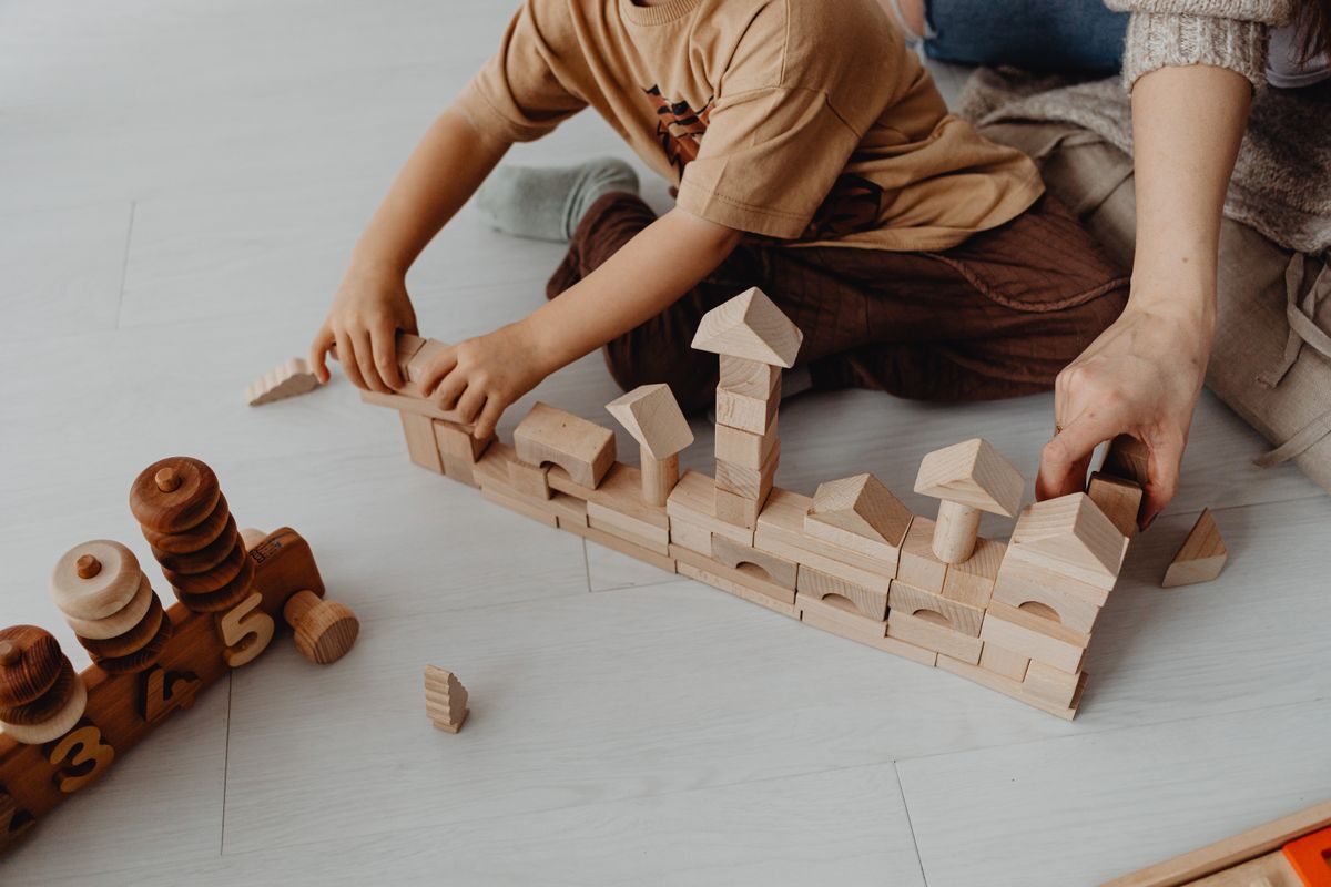 Blocs de construction en bois naturel pour enfant