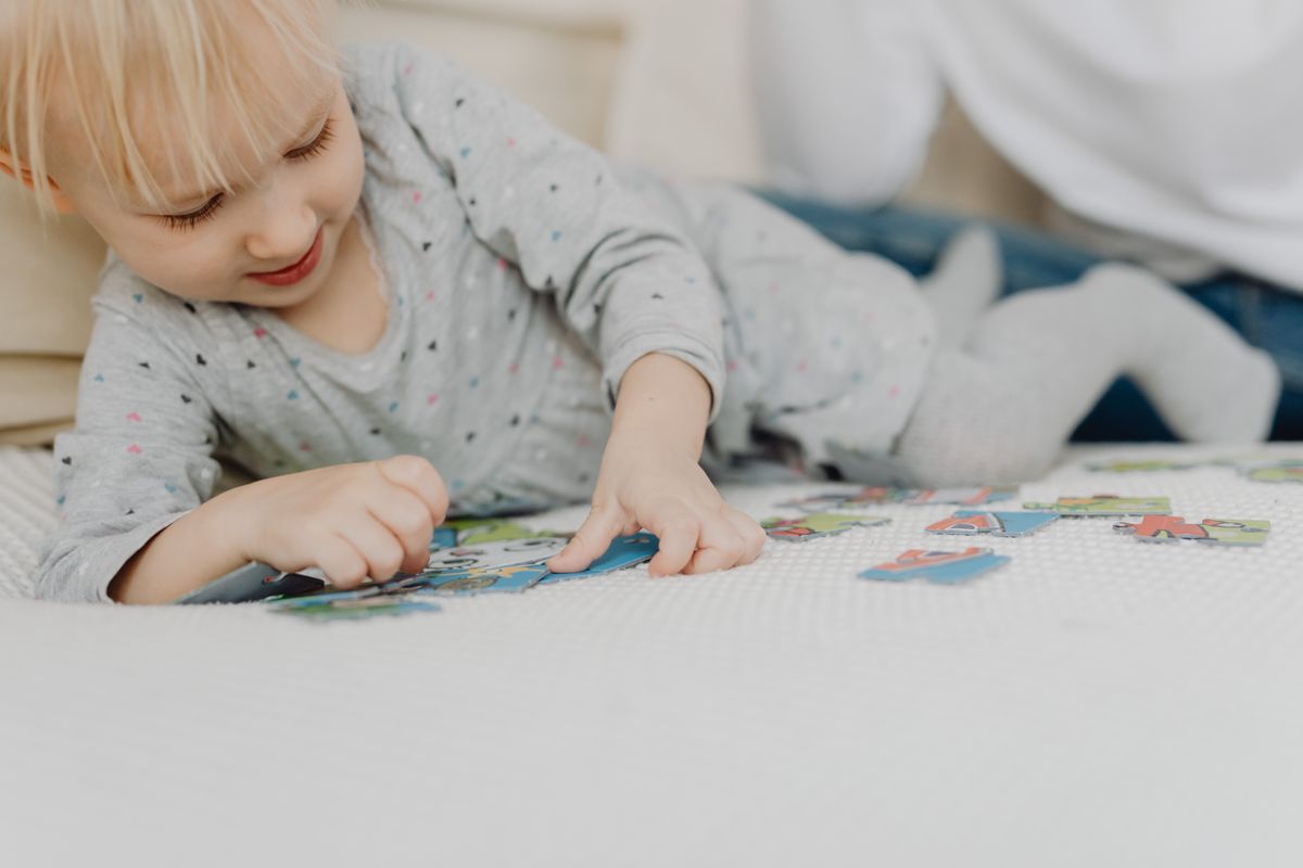 Puzzle en carton épais aux formes et couleurs pour enfant de 2 ans
