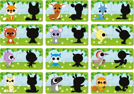 Puzzles Animaux et Ombres Janod, 12 duos