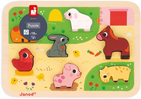 Chunky puzzle À la ferme Janod, 7 pièces