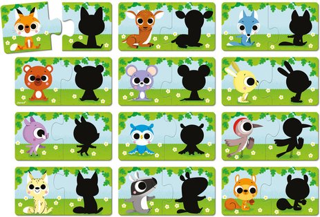 Puzzles Animaux et Ombres Janod, 12 duos