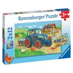 Puzzles 2 x 12 pièces Chantier et Ferme Ravensburger