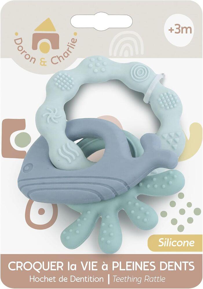 Anneau de Dentition Silicone Animaux Marins MGM (Bleu, Rose)