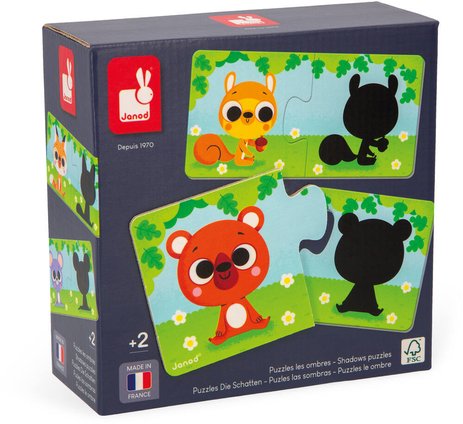 Puzzles Animaux et Ombres Janod, 12 duos