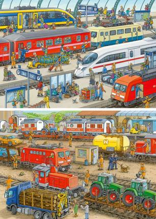 Puzzles 2 x 24 pièces Tumulte à la gare Ravensburger