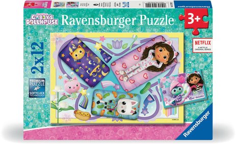 Puzzles 2 x 12 pièces Gabby Soirée pyjama Ravensburger