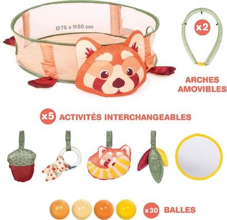 Aire d'éveil et piscine à balles Panda Roux Ludi