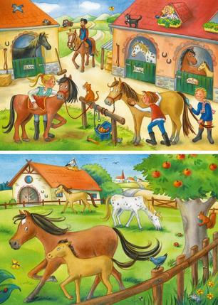 Puzzles 2 x 12 pièces Vacances au centre équestre Ravensburger