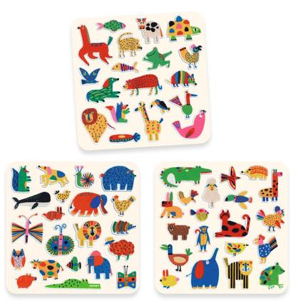 60 gommettes en feutrine Djeco Des Animaux Partout