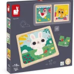 Coffret 3 puzzles Trio Janod, 9 pièces chacun