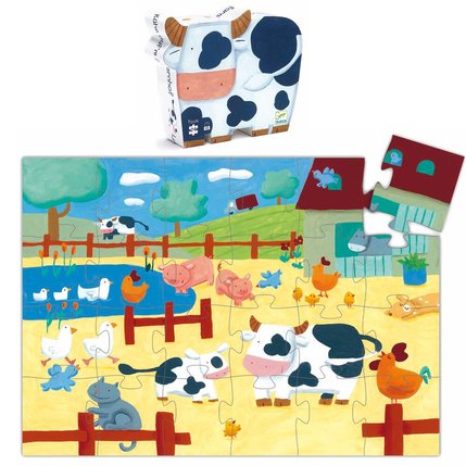 Puzzle silhouette Les Vaches à la ferme Djeco, 24 pièces