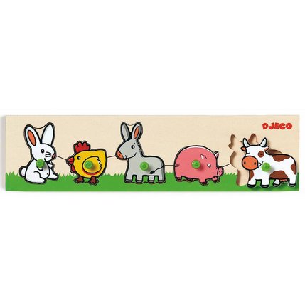 Puzzle bois à boutons Farm&rsquo;n co Djeco, 5 pièces