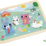 Puzzle À la ferme en bois Janod, 24 pièces