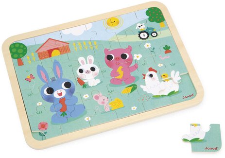 Puzzle À la ferme en bois Janod, 24 pièces