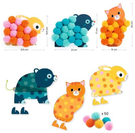 Collage de pompons Djeco Animaux