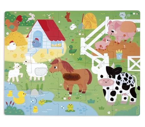 Puzzle tactile Ferme Janod, 20 pièces
