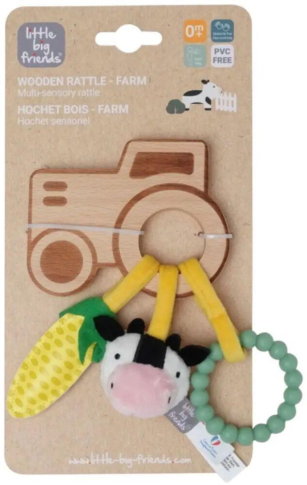 Hochet en Bois Tracteur Ferme Little Big Friends