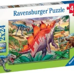 Puzzles 2 x 24 pièces Mammouths et Dinosaures Ravensburger