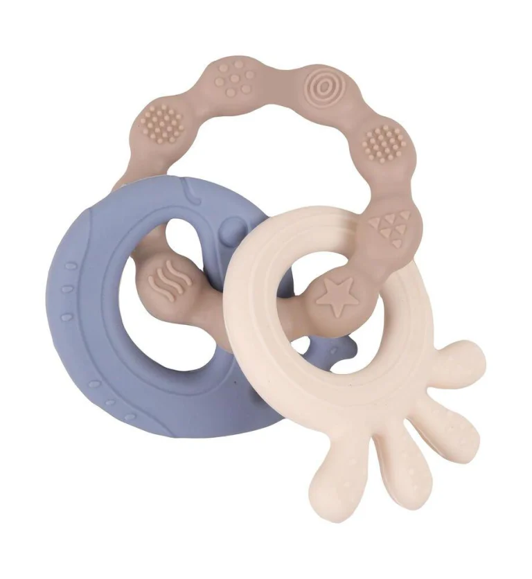 Anneau de Dentition Silicone Animaux Marins MGM (Bleu, Rose)
